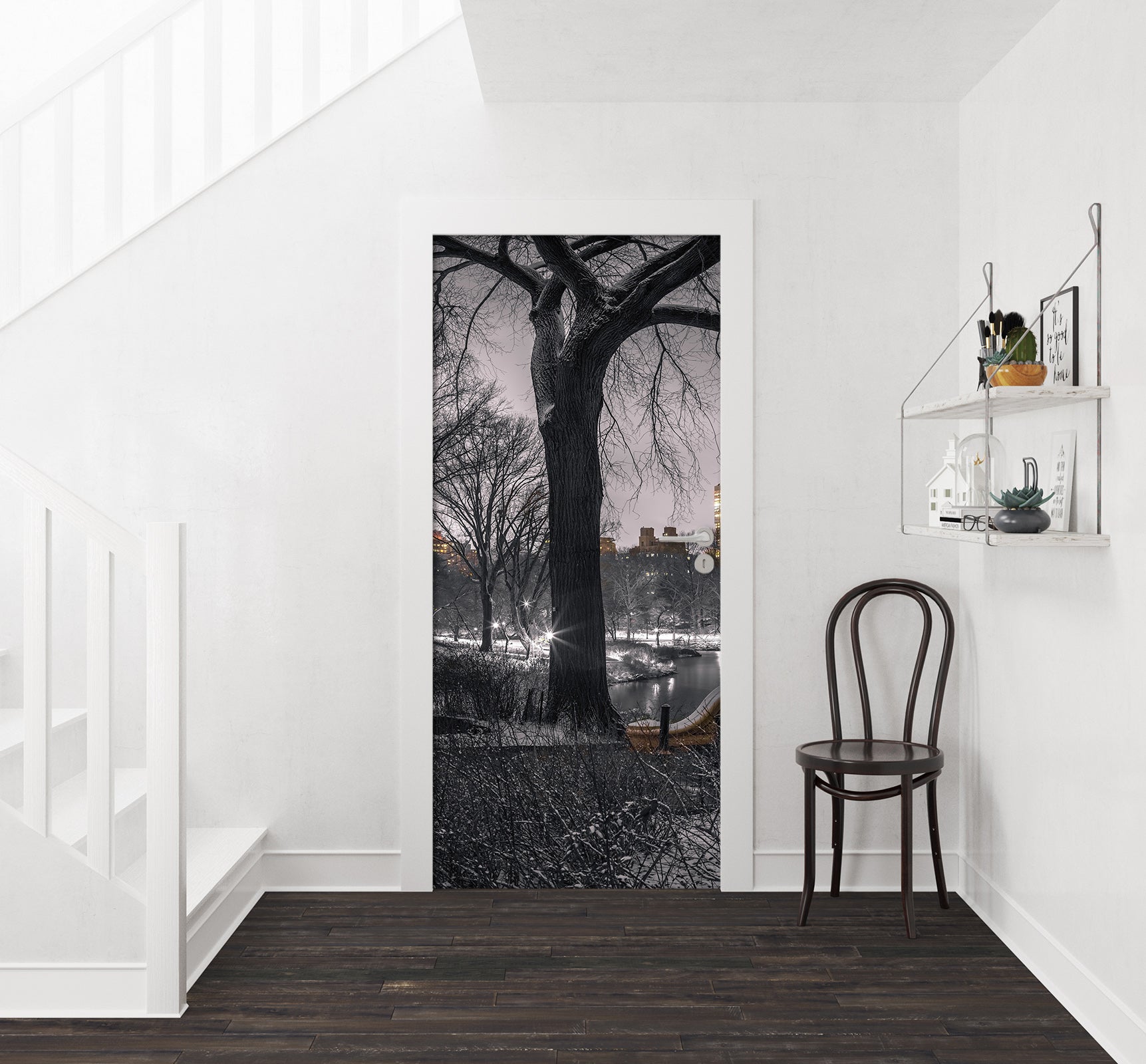 3D Night Trees 106129 Assaf Frank Door Mural