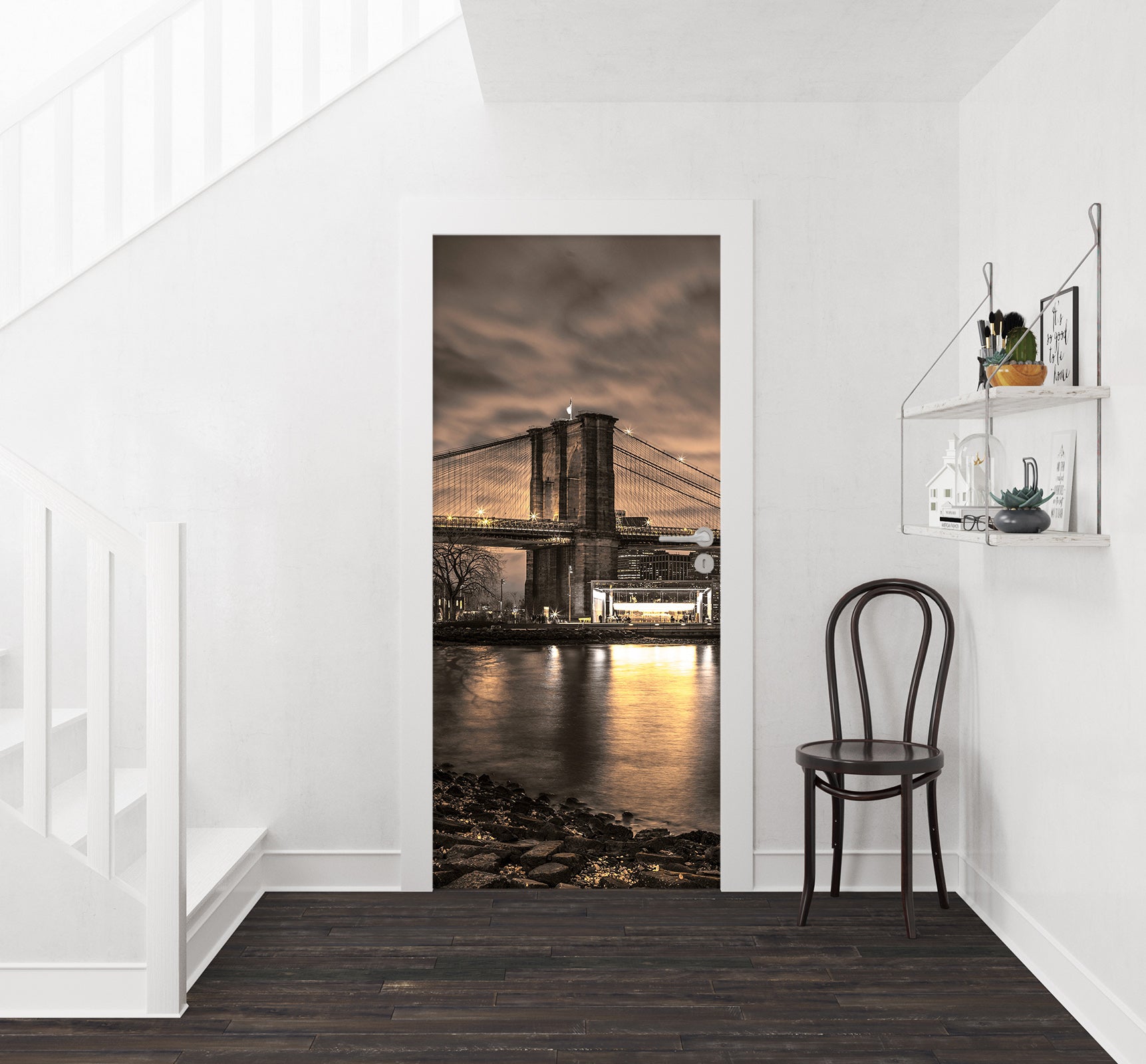 3D Night Bridge 106126 Assaf Frank Door Mural