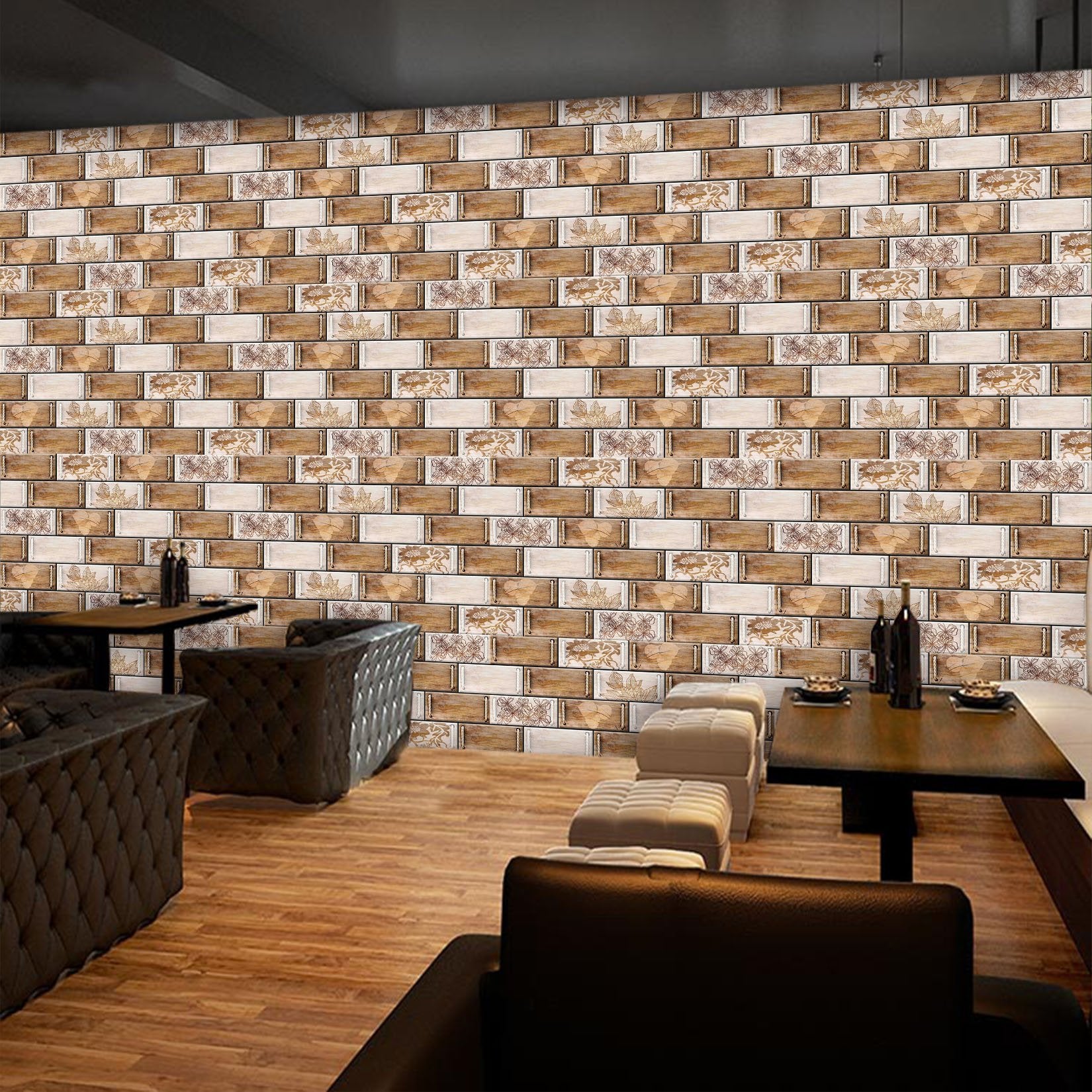 3D Wooden Wall Flower Pattern 38 Wallpaper AJ Wallpaper