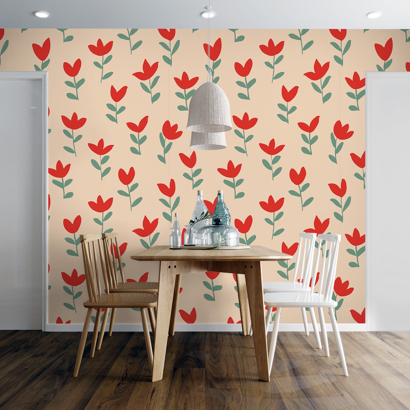 3D Red Flowers Pattern 120114 Kashmira Jayaprakash Wall Mural Wall Murals