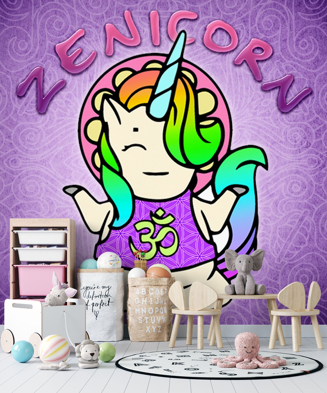 3D Cartoon Unicorn 8757 Brigid Ashwood Wall Mural Wall Murals