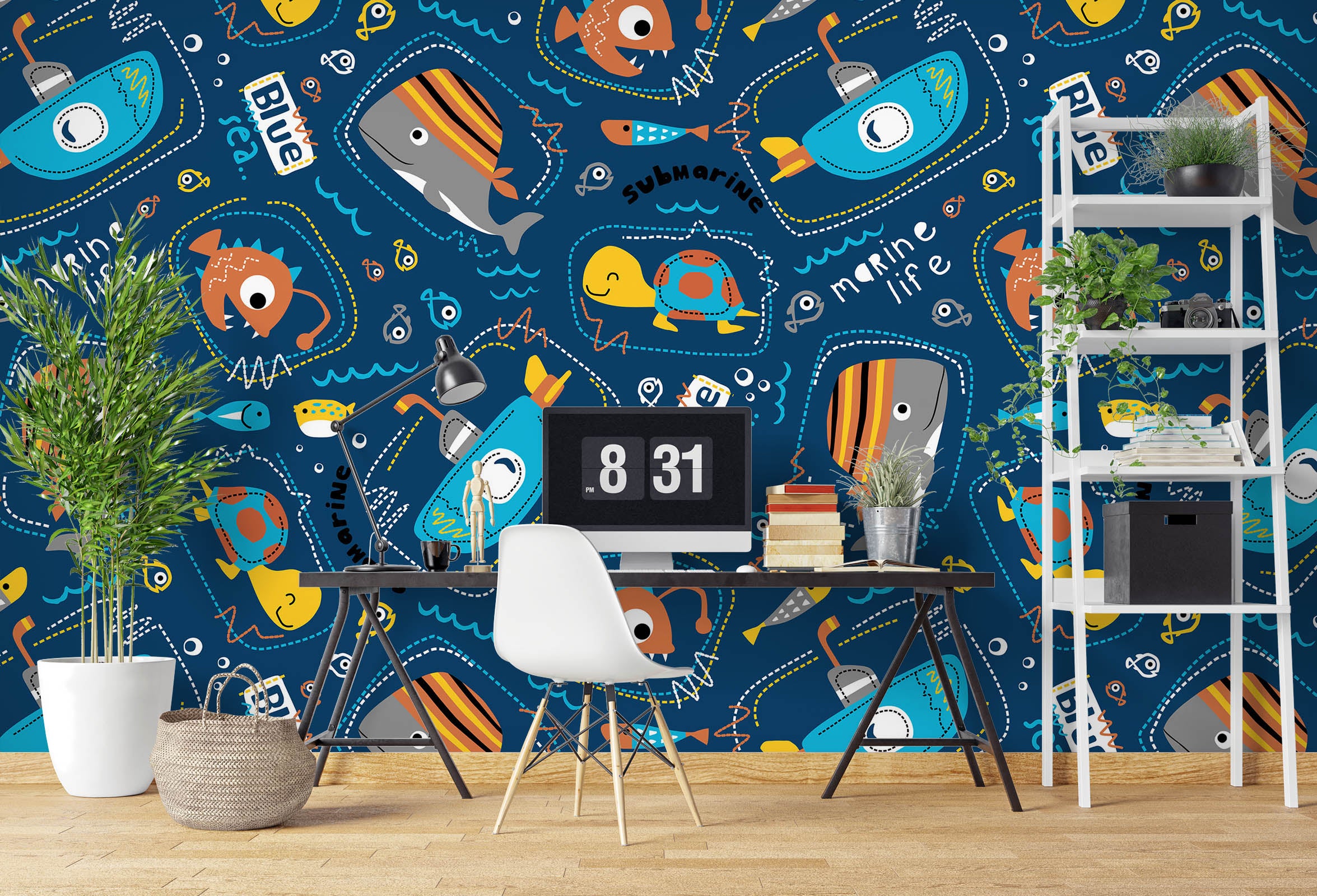 3D Submarine Whale Turtle 57091 Wall Murals