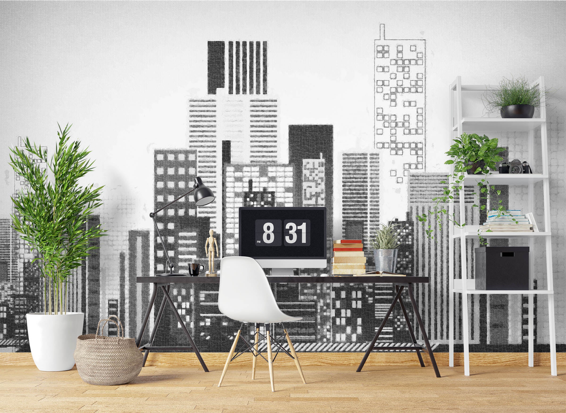 3D Black Building 1051 Wall Murals
