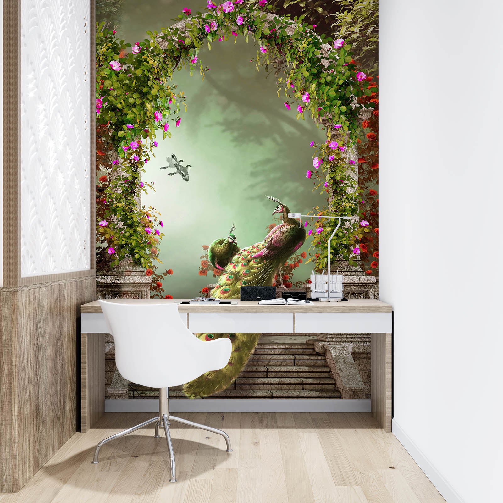 3D Green Peacock 1017 Wall Murals