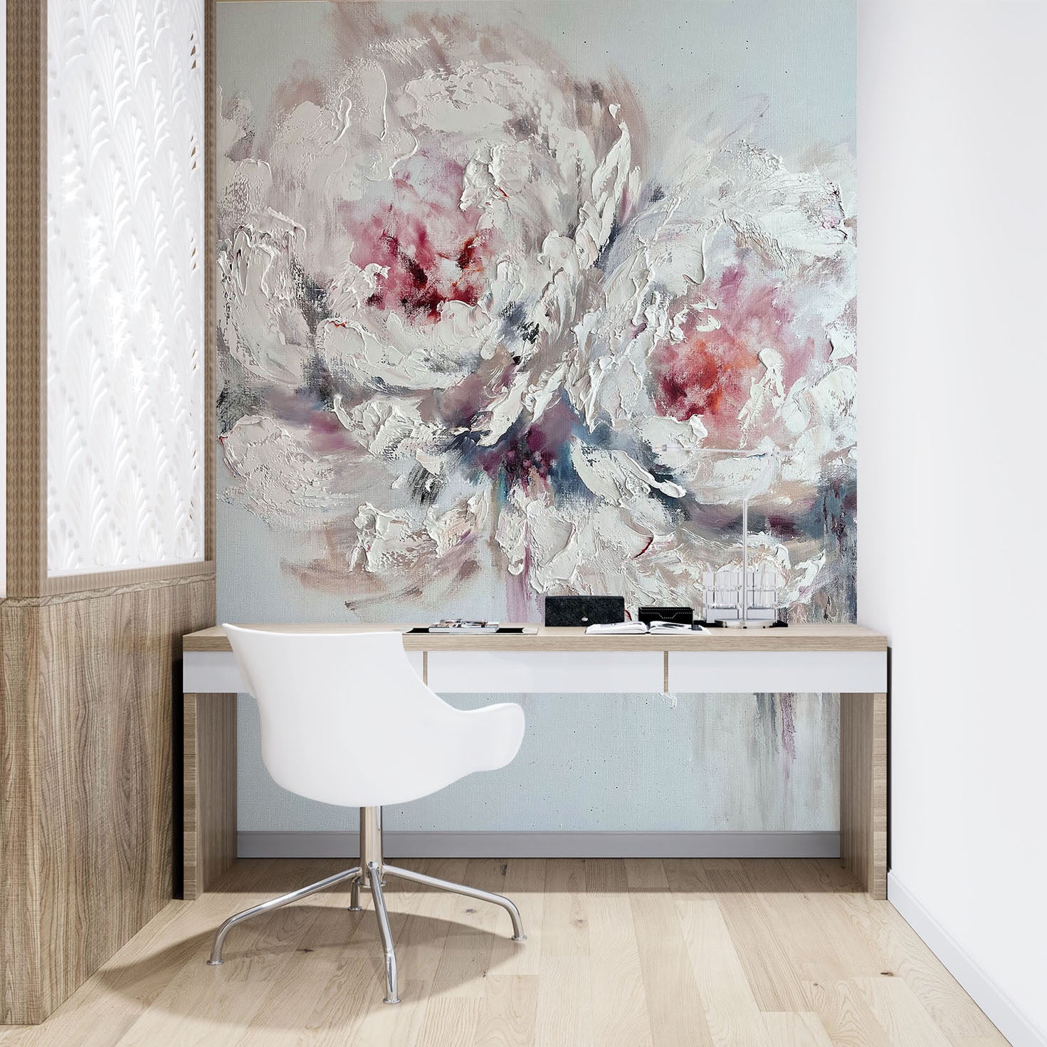 3D White Art Flower 273 Skromova Marina Wall Mural Wall Murals