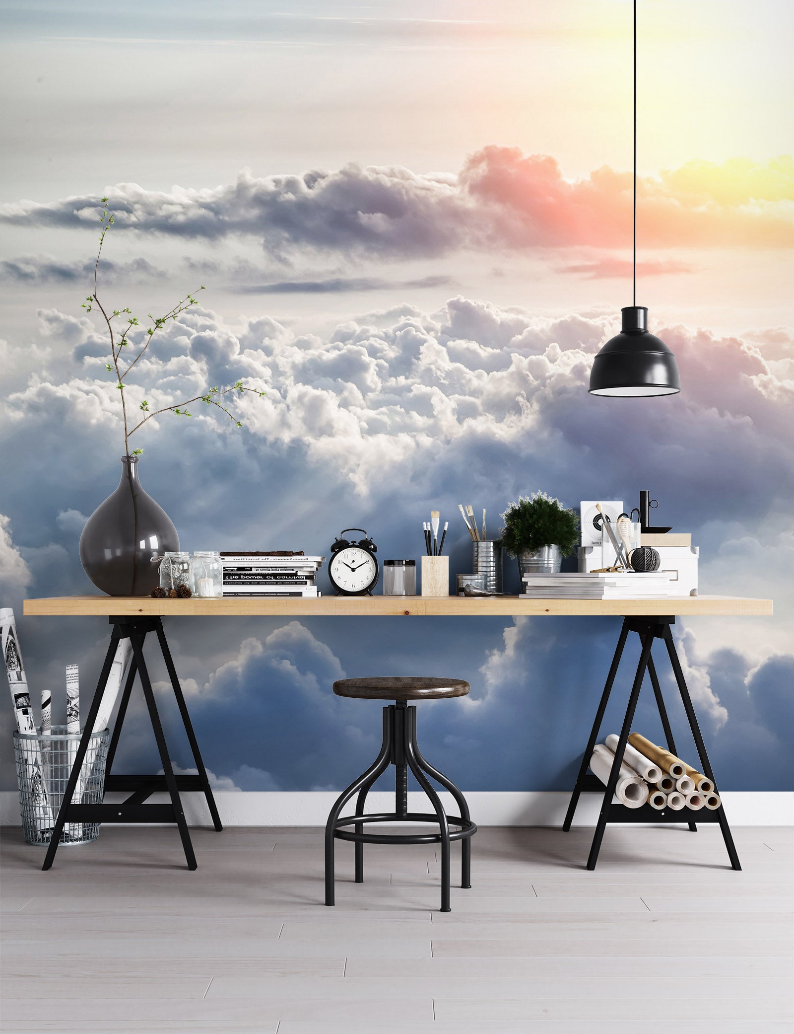 3D Sun White Clouds 1002 Wall Murals