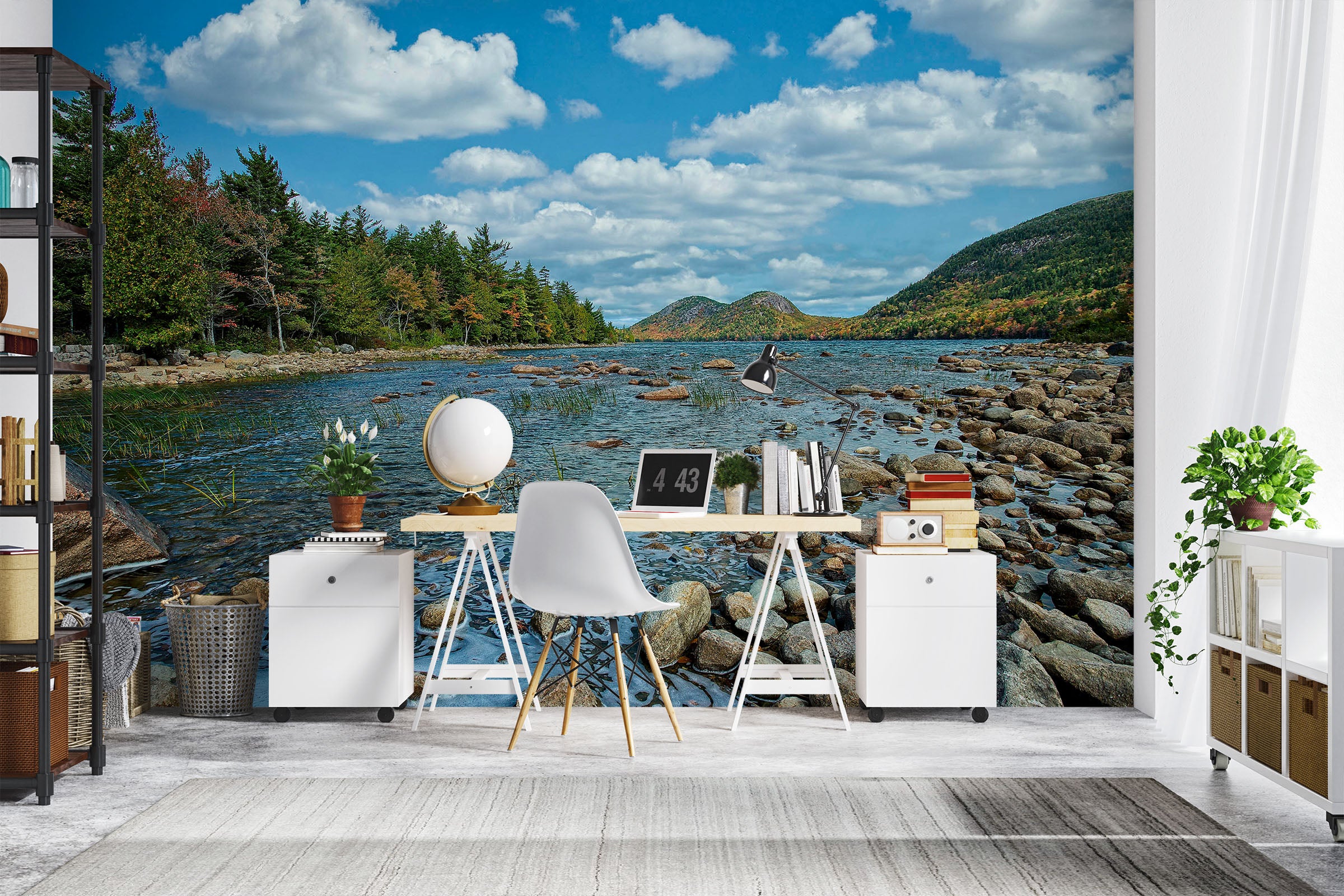 3D Mountain River 62083 Kathy Barefield Wall Mural Wall Murals