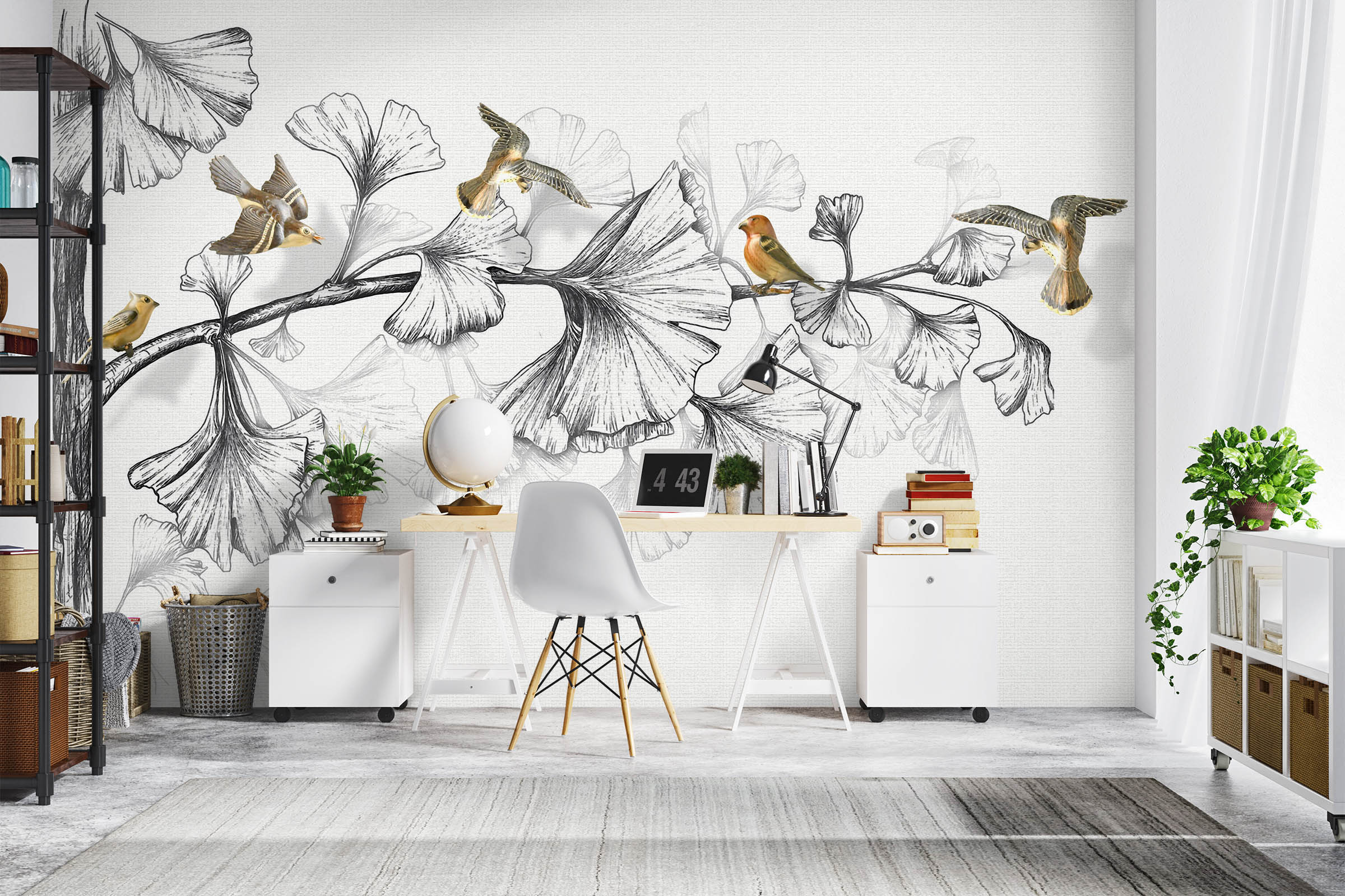 3D Sketch Bird 1035 Wall Murals