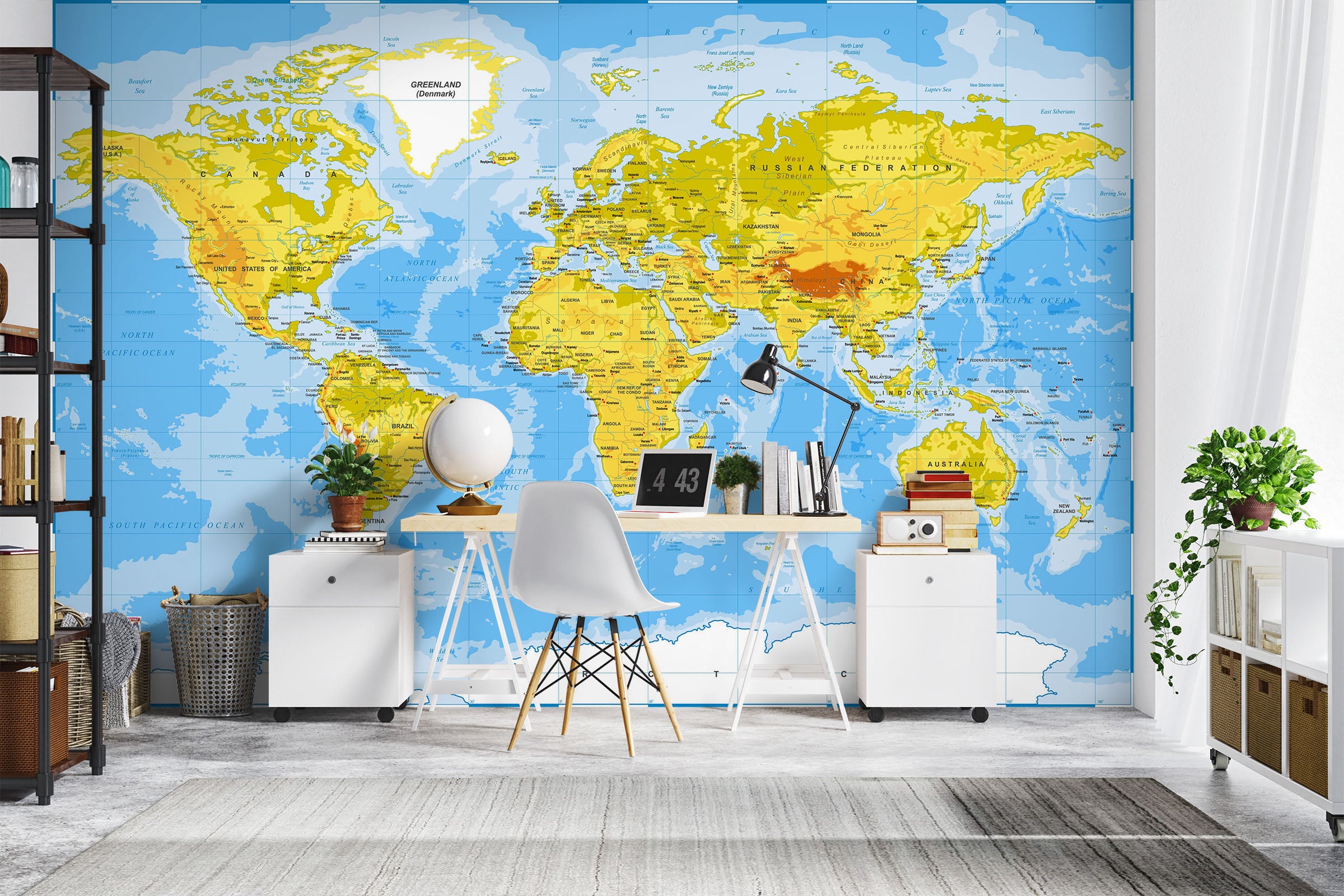 3D Blue Map 1096 Wall Murals