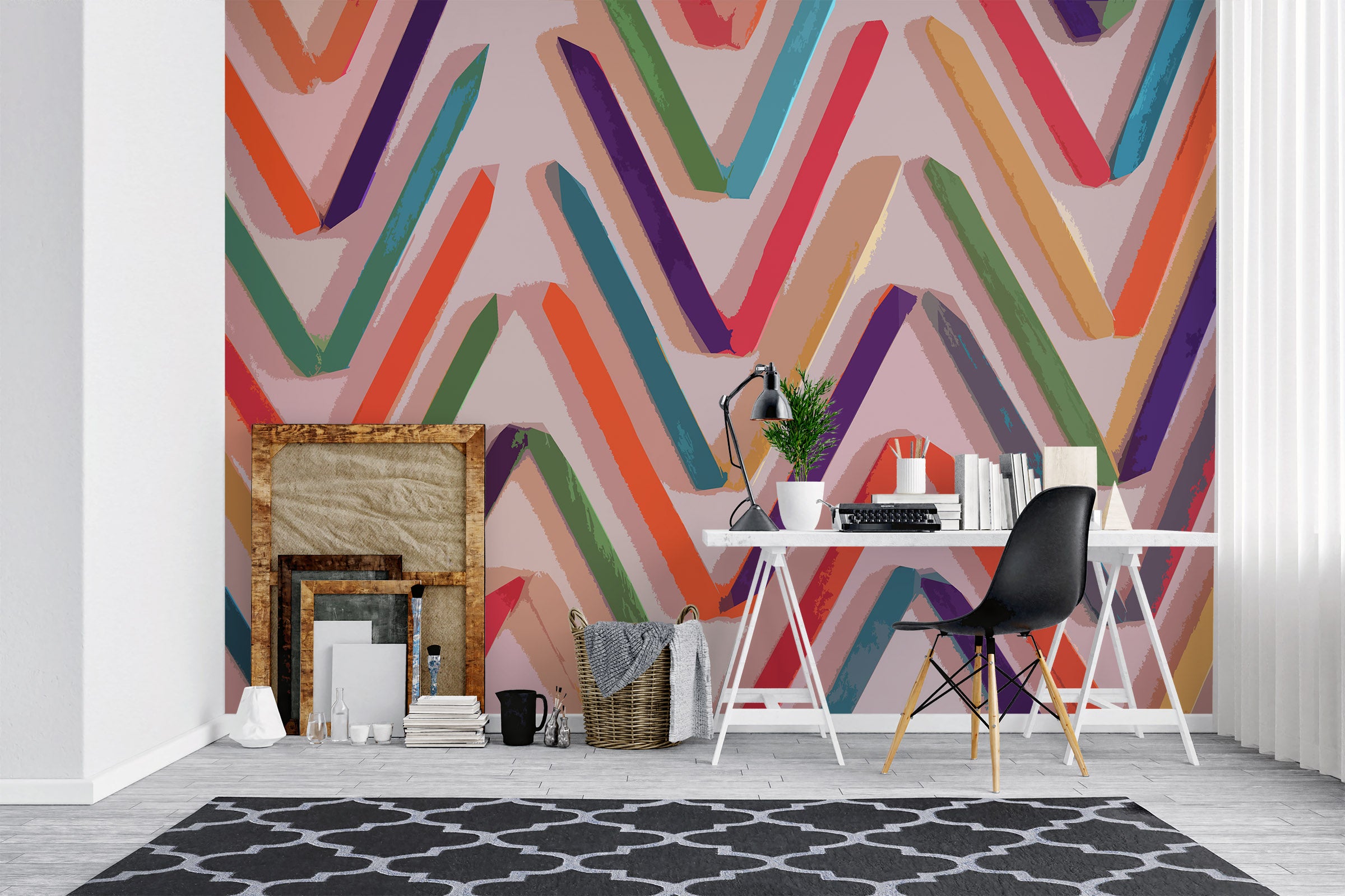 3D Colored Wavy Lines 71091 Shandra Smith Wall Mural Wall Murals