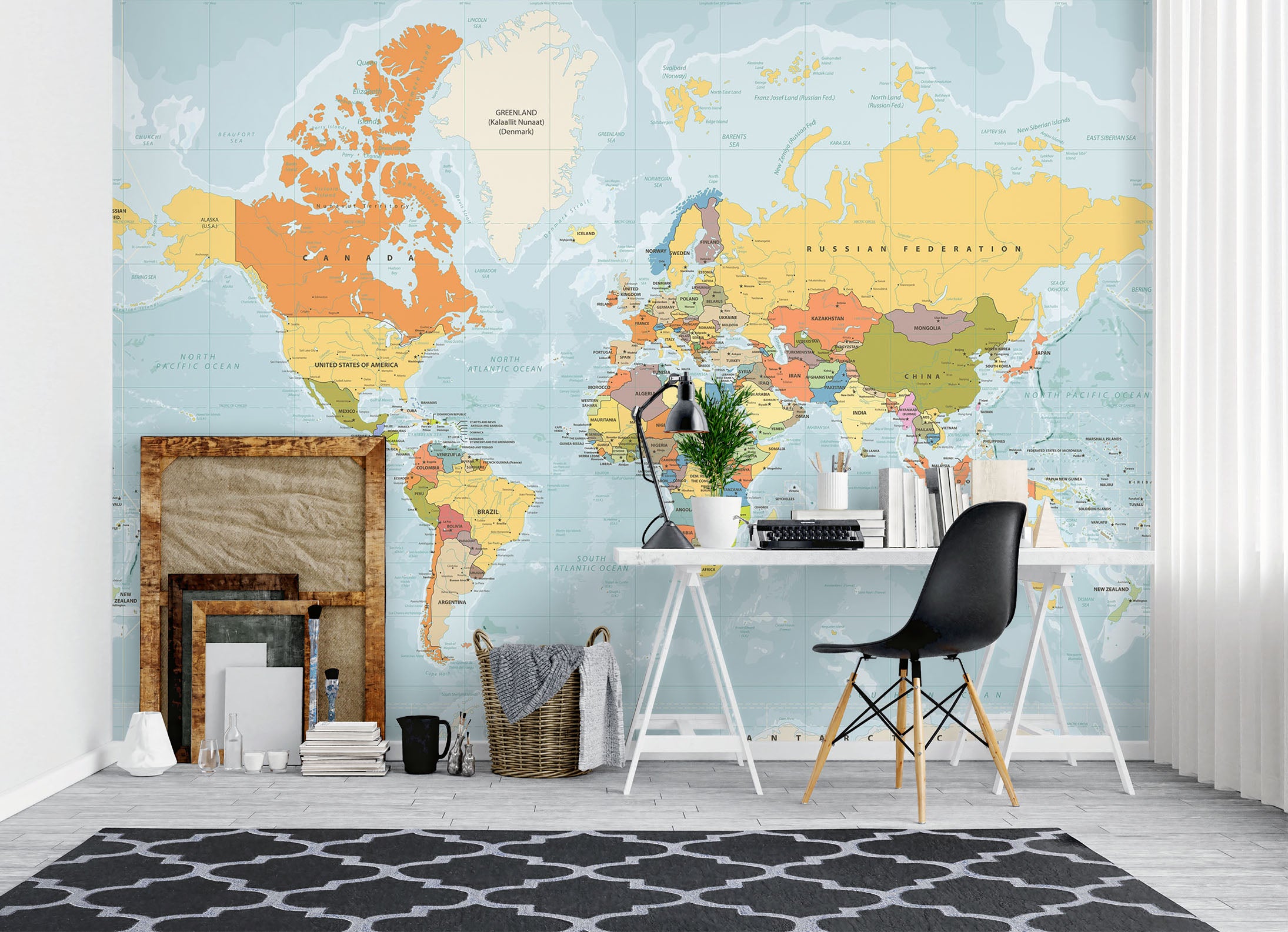 3D Yellow Map 1090 Wall Murals