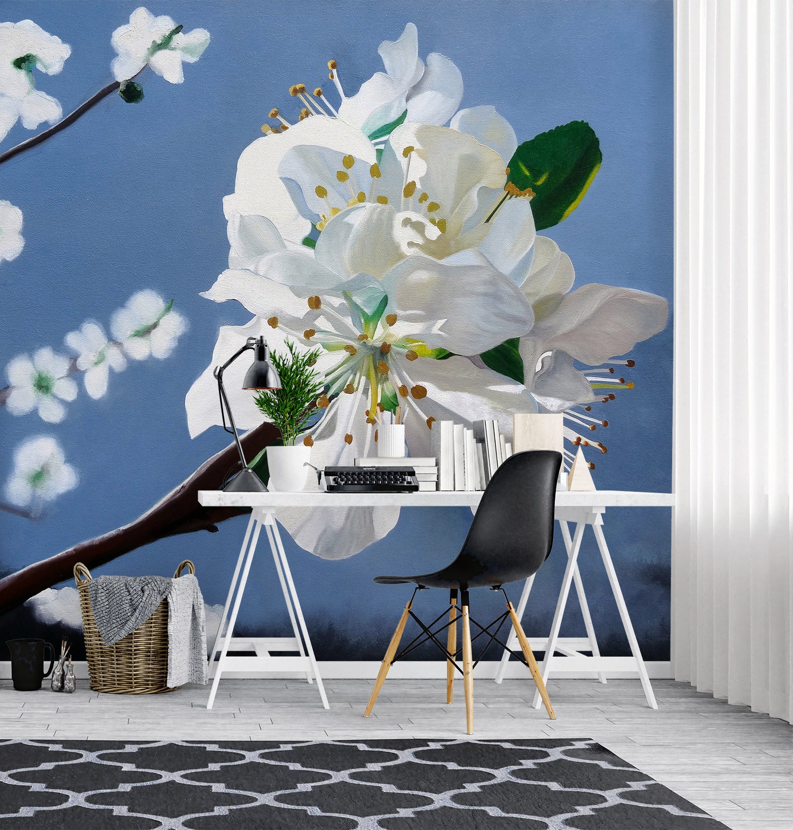 3D White Flower 11110 Matthew Holden Bates Wall Mural Wall Murals