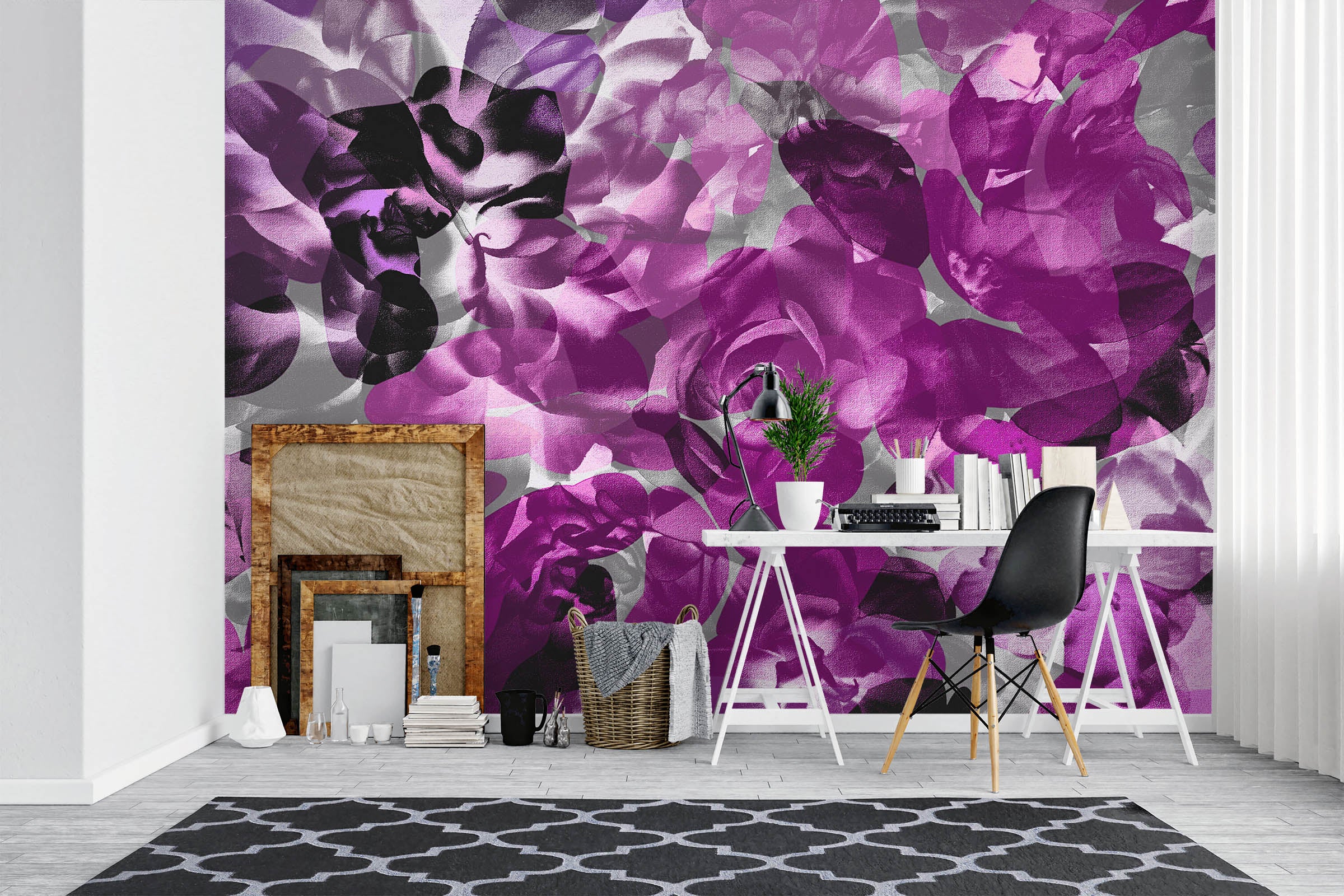 3D Purple Flowers 19105 Shandra Smith Wall Mural Wall Murals