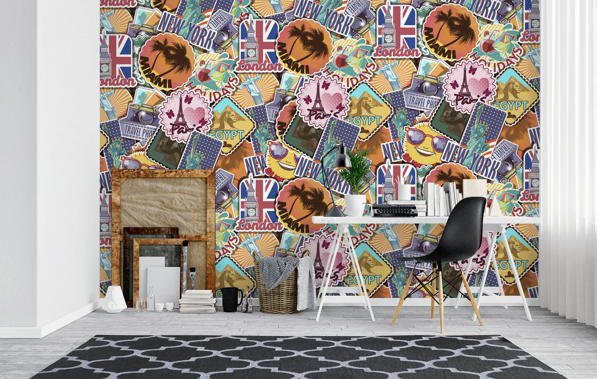 3D Coconut Tree Iron Tower Liberty 57063 Wall Murals