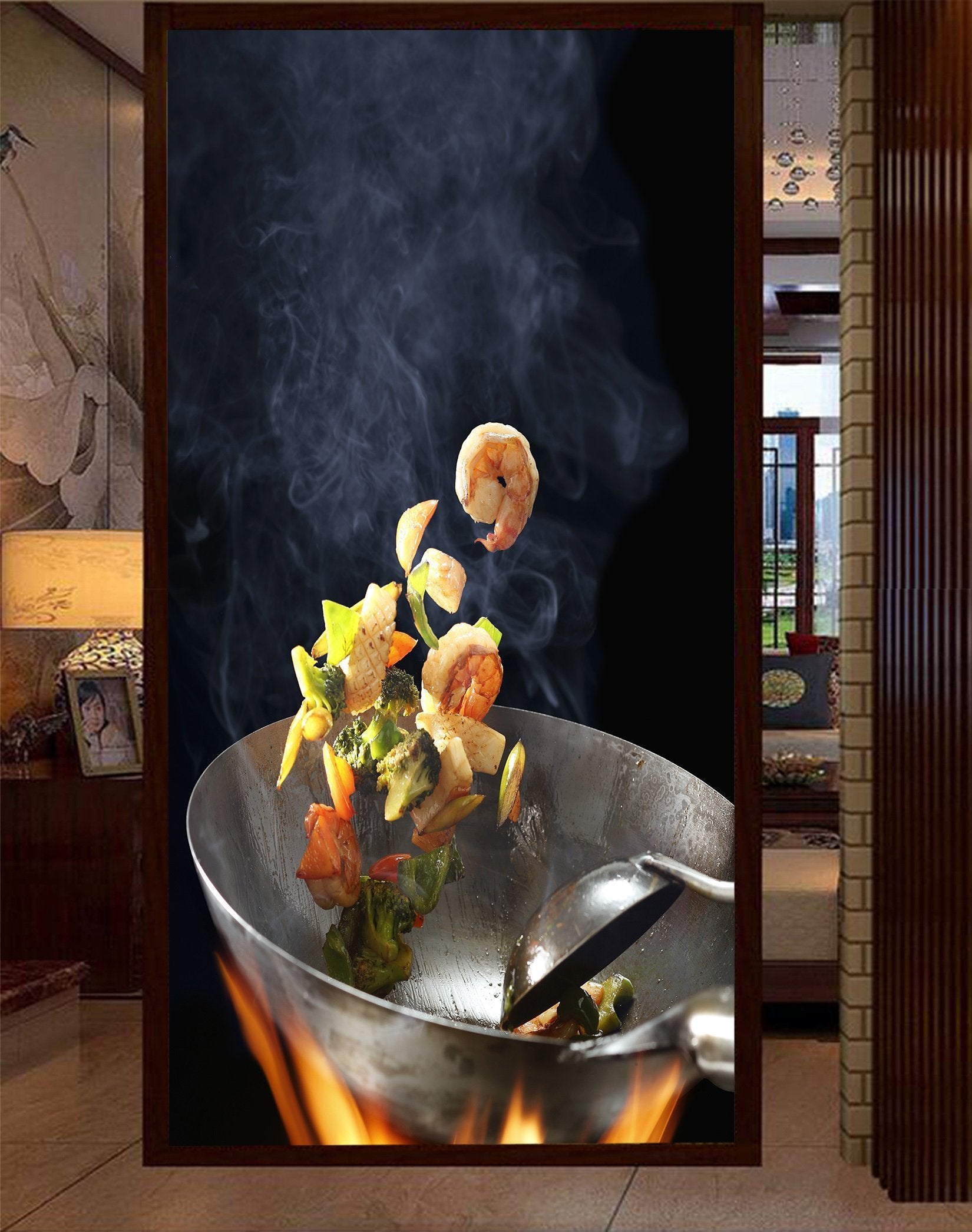 3D Wok Shrimp 010 Wallpaper AJ Wallpaper