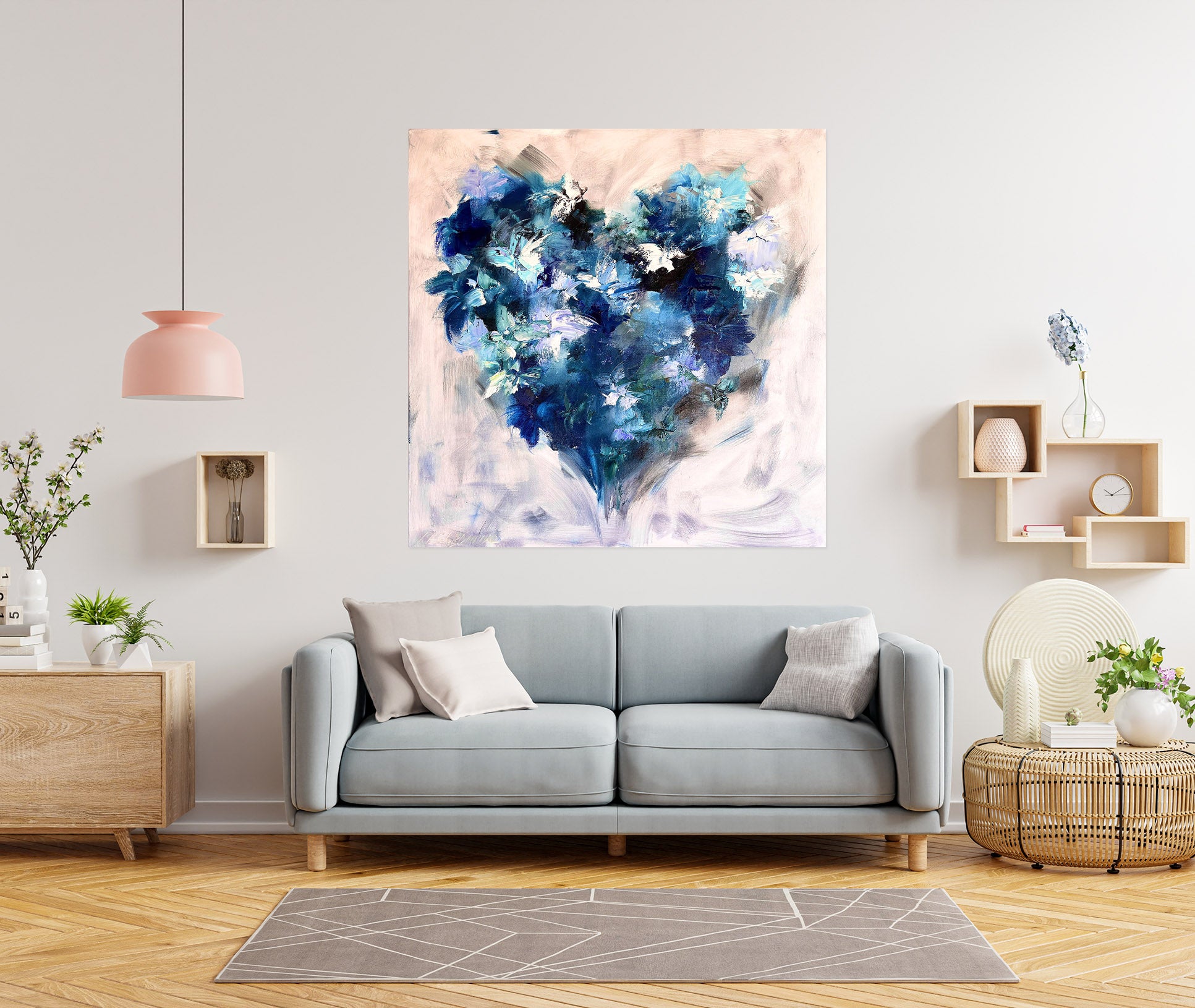 3D Blue Love Flower 806 Skromova Marina Wall Sticker