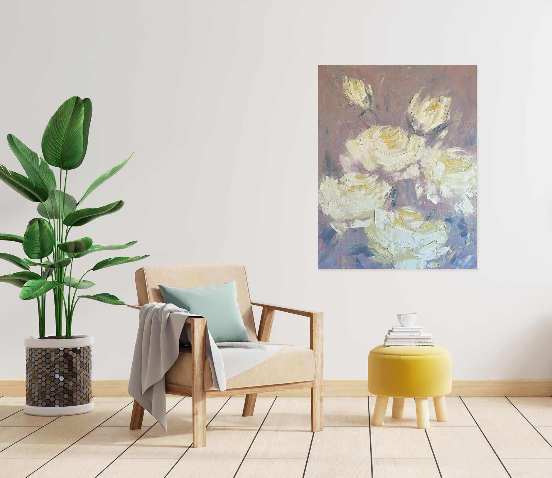 3D White Rose 2607 Skromova Marina Wall Sticker