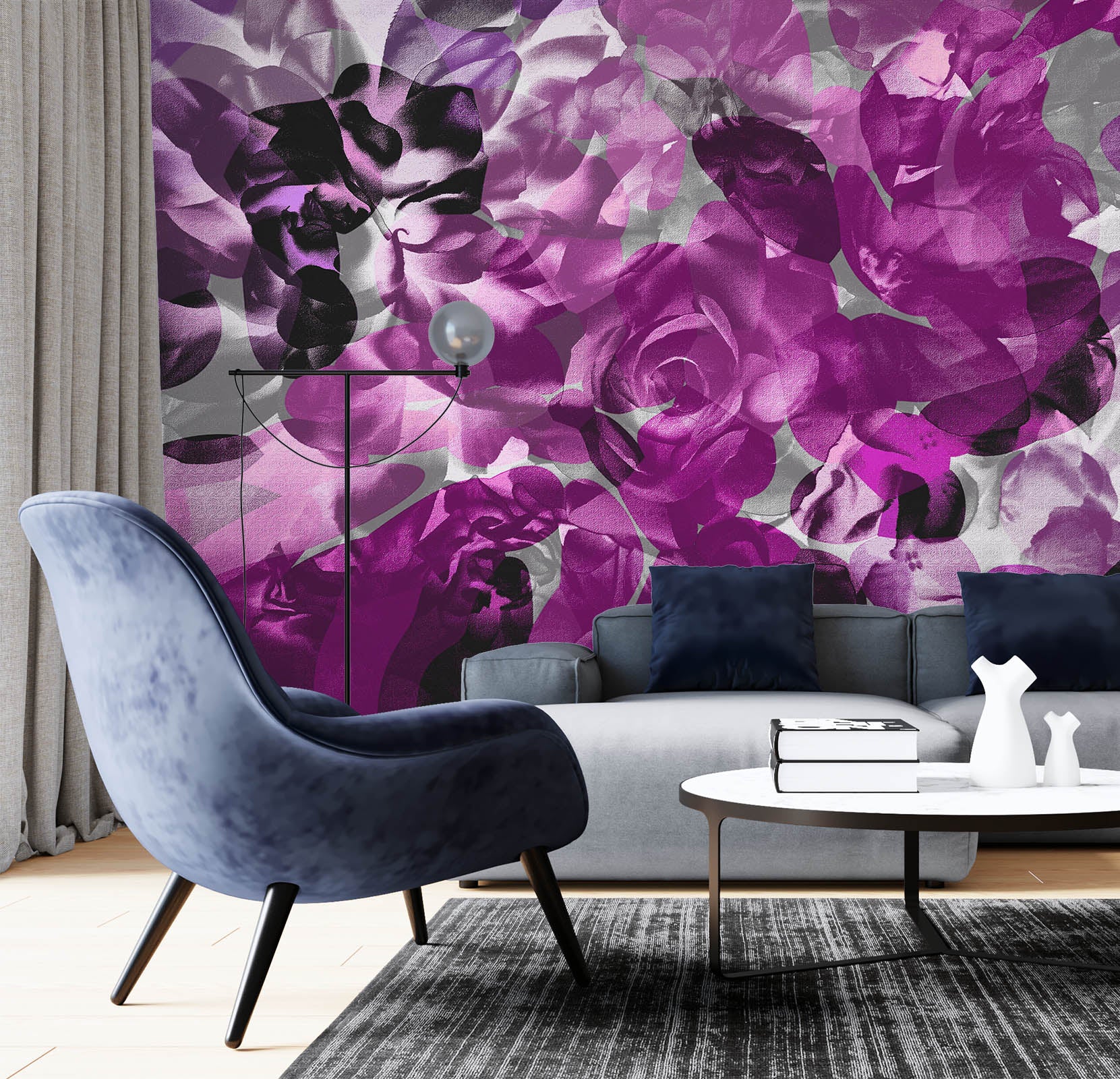 3D Purple Flowers 19105 Shandra Smith Wall Mural Wall Murals
