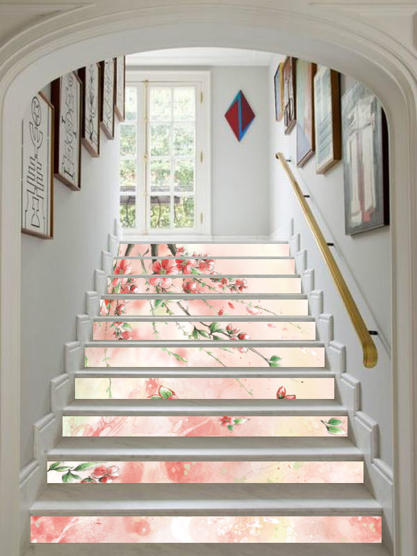 3D Pink Flower Branch 074 Stair Risers