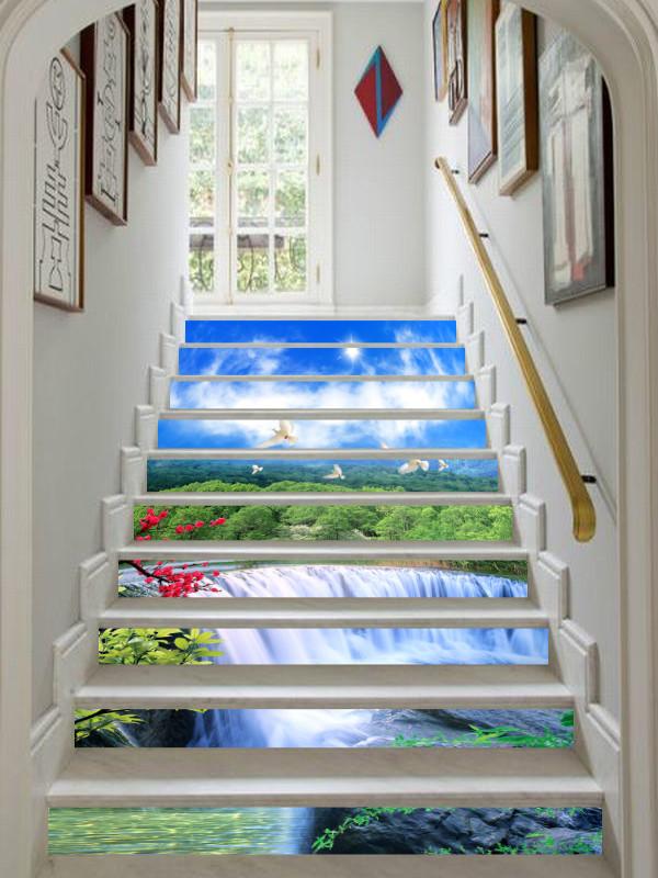 3D Waterfall Scenery 415 Stair Risers Wallpaper AJ Wallpaper