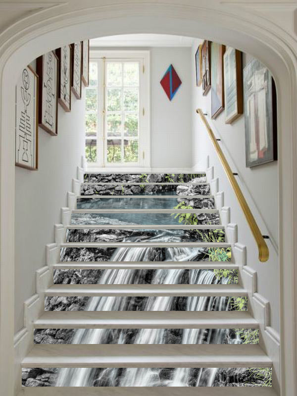 3D Magnificent Waterfall 122 Stair Risers