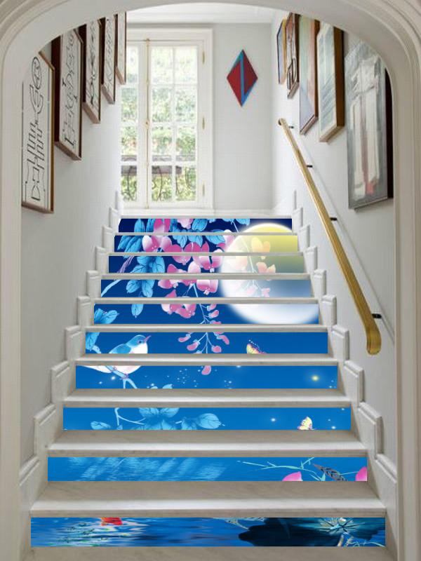 3D Full Moon Night Scenery 309 Stair Risers Wallpaper AJ Wallpaper