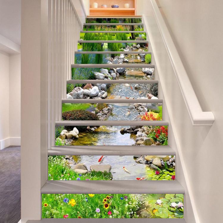3D Pretty River Scenery 66 Stair Risers Wallpaper AJ Wallpaper