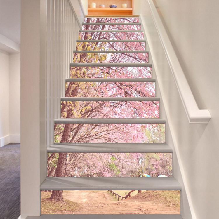 3D Pretty Flowering Trees 385 Stair Risers Wallpaper AJ Wallpaper