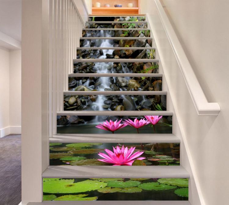 3D Fresh Lotus Flowers 81 Stair Risers Wallpaper AJ Wallpaper