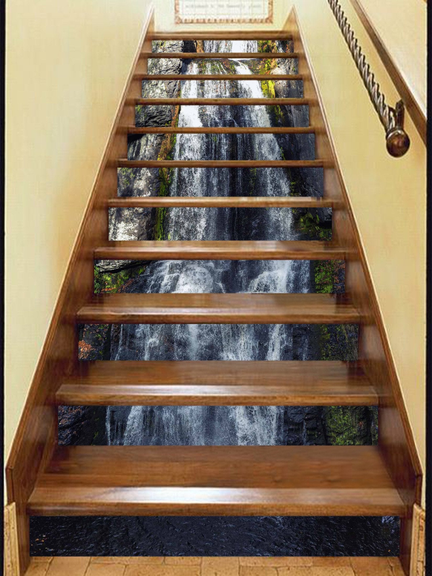 3D Creek Waterfalls 737 Stair Risers Wallpaper AJ Wallpaper
