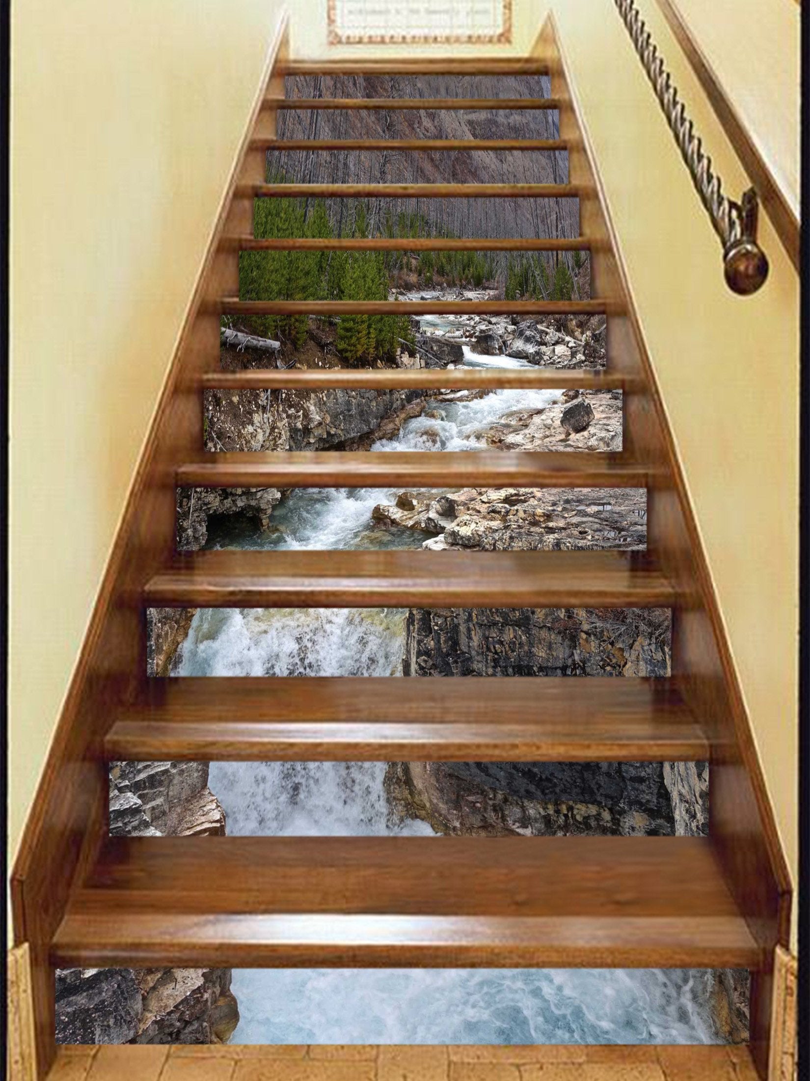 3D Meandering River 757 Stair Risers Wallpaper AJ Wallpaper