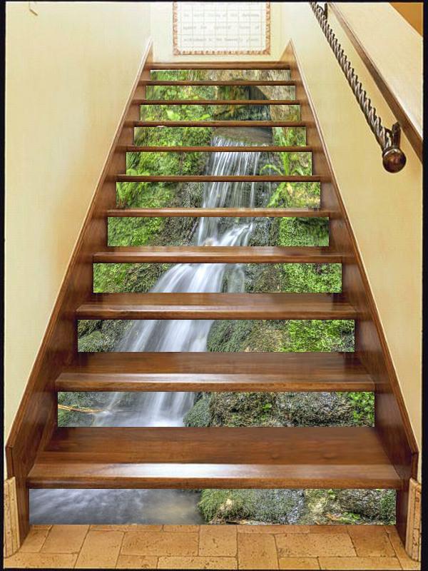3D Falling River 493 Stair Risers Wallpaper AJ Wallpaper
