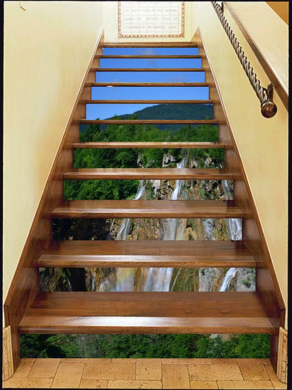 3D Mountain Cliff Streams 16 Stair Risers Wallpaper AJ Wallpaper