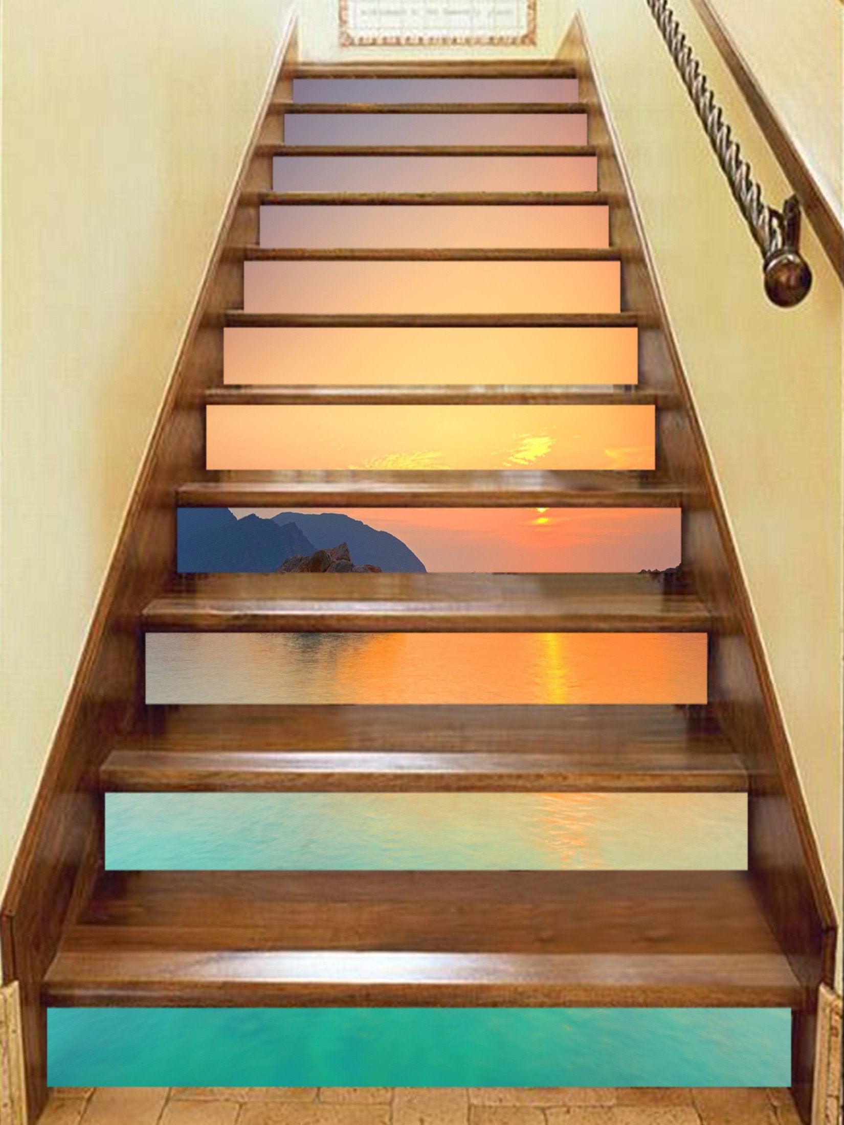 3D Sea Sunset 1262 Stair Risers Wallpaper AJ Wallpaper