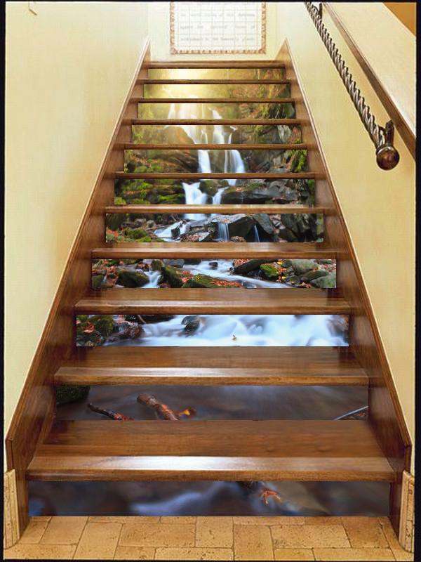 3D Stream Scenery 91 Stair Risers Wallpaper AJ Wallpaper