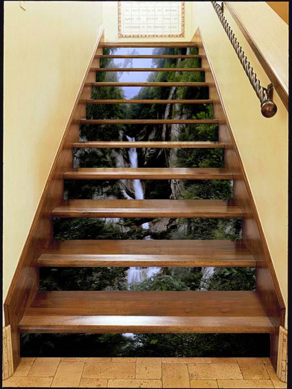 3D Mountain Vertical Stream 99 Stair Risers Wallpaper AJ Wallpaper