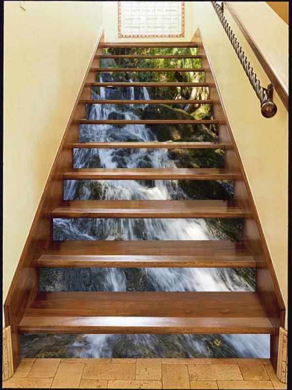 3D Mountain Slope Stream 388 Stair Risers Wallpaper AJ Wallpaper