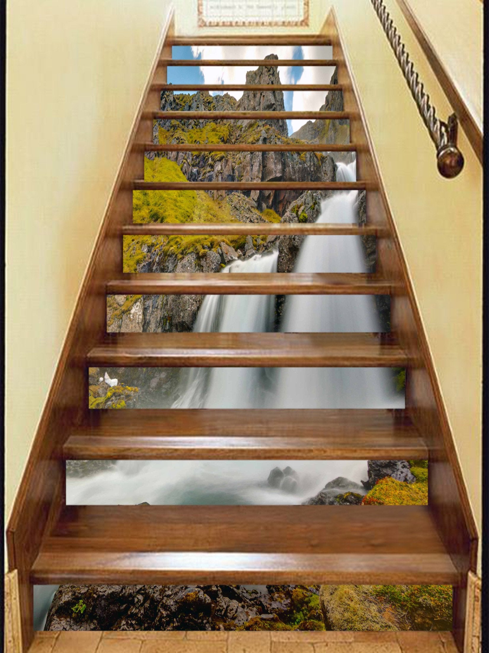 3D Kistler Waterfalls 711 Stair Risers Wallpaper AJ Wallpaper