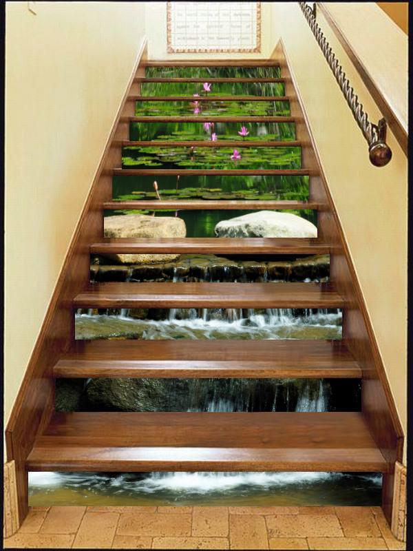 3D Flowing Water 323 Stair Risers Wallpaper AJ Wallpaper