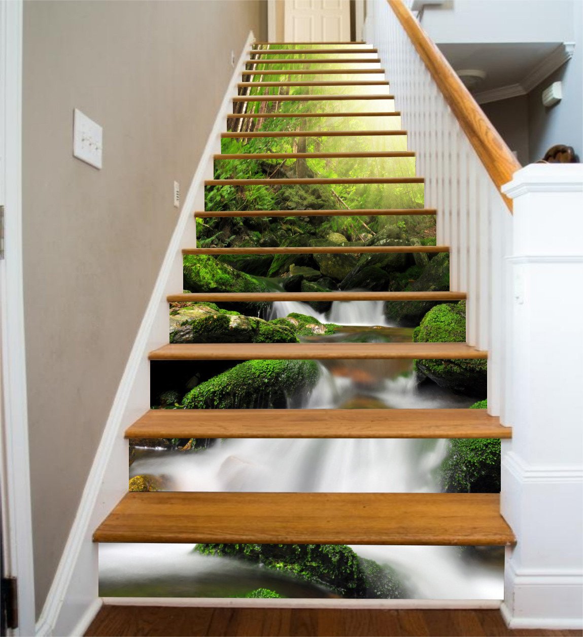 3D Forest Stream 211 Stair Risers Wallpaper AJ Wallpaper