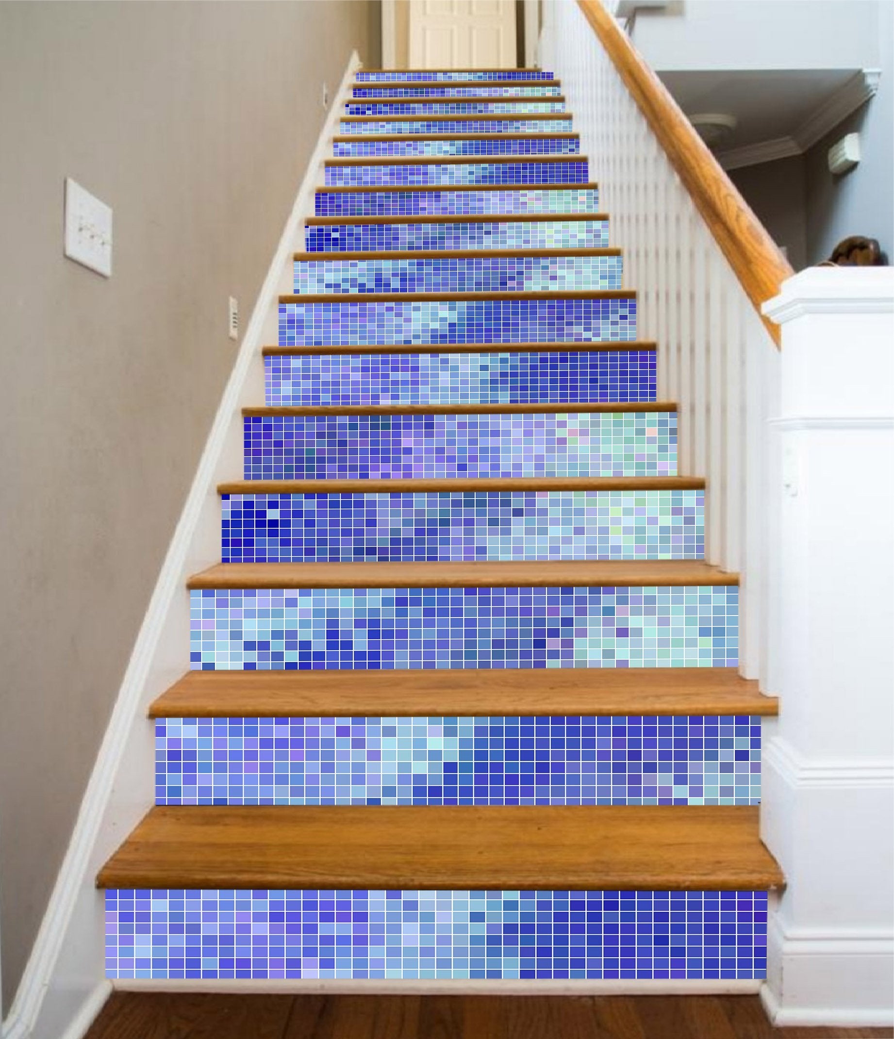 3D Bright Purple Mosaic 7144 Marble Tile Texture Stair Risers Wallpaper AJ Wallpaper
