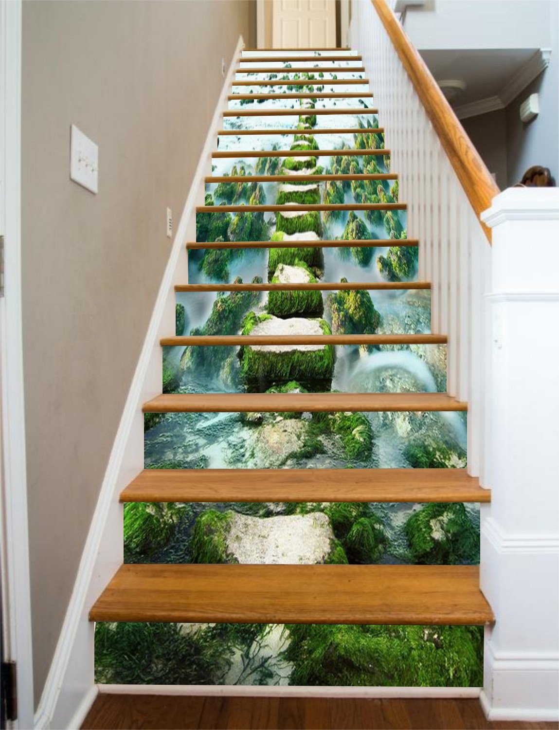 3D Seaside Stones Road 589 Stair Risers Wallpaper AJ Wallpaper