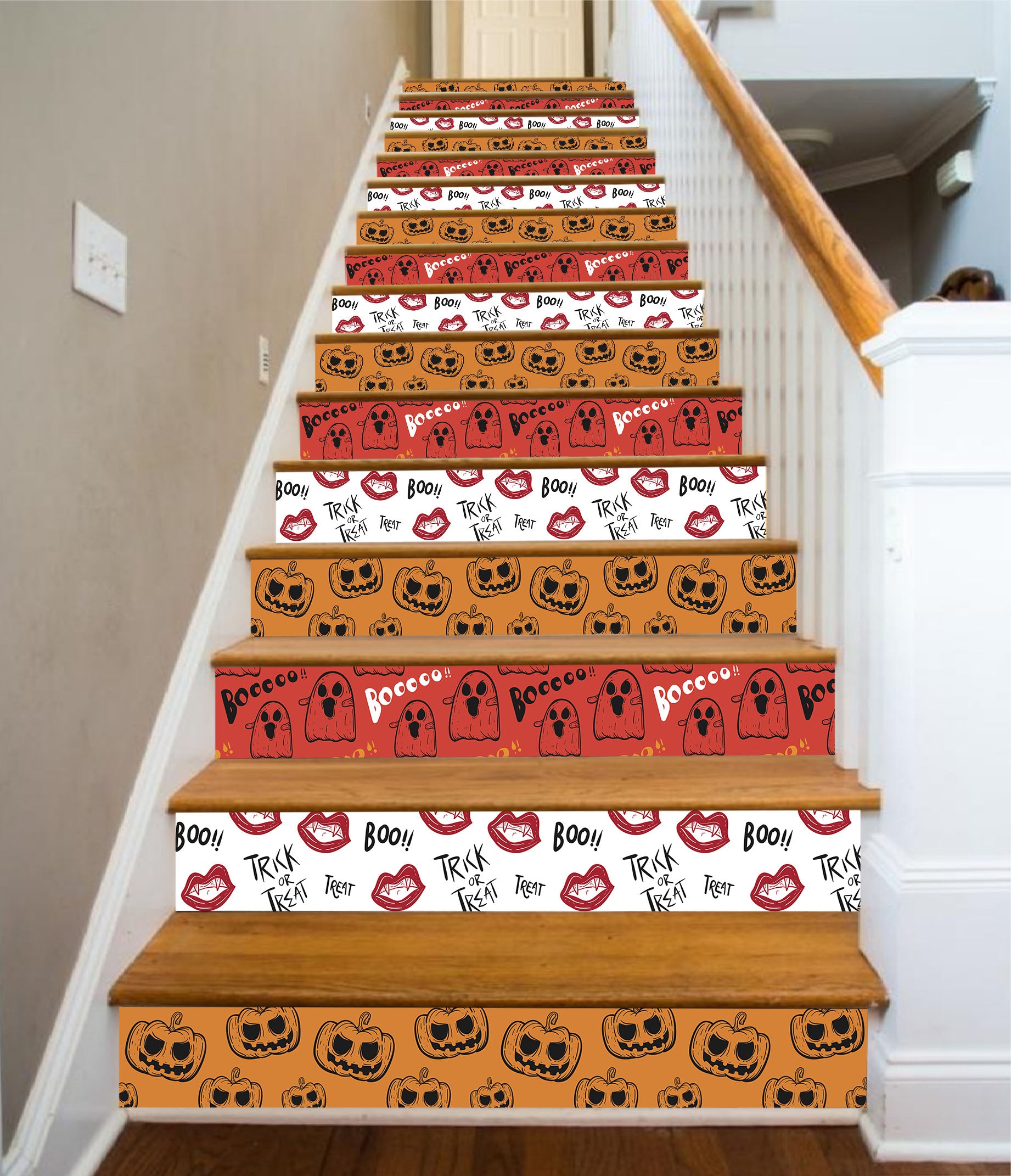 3D Cute Pumpkin And Ghost 644 Stair Risers
