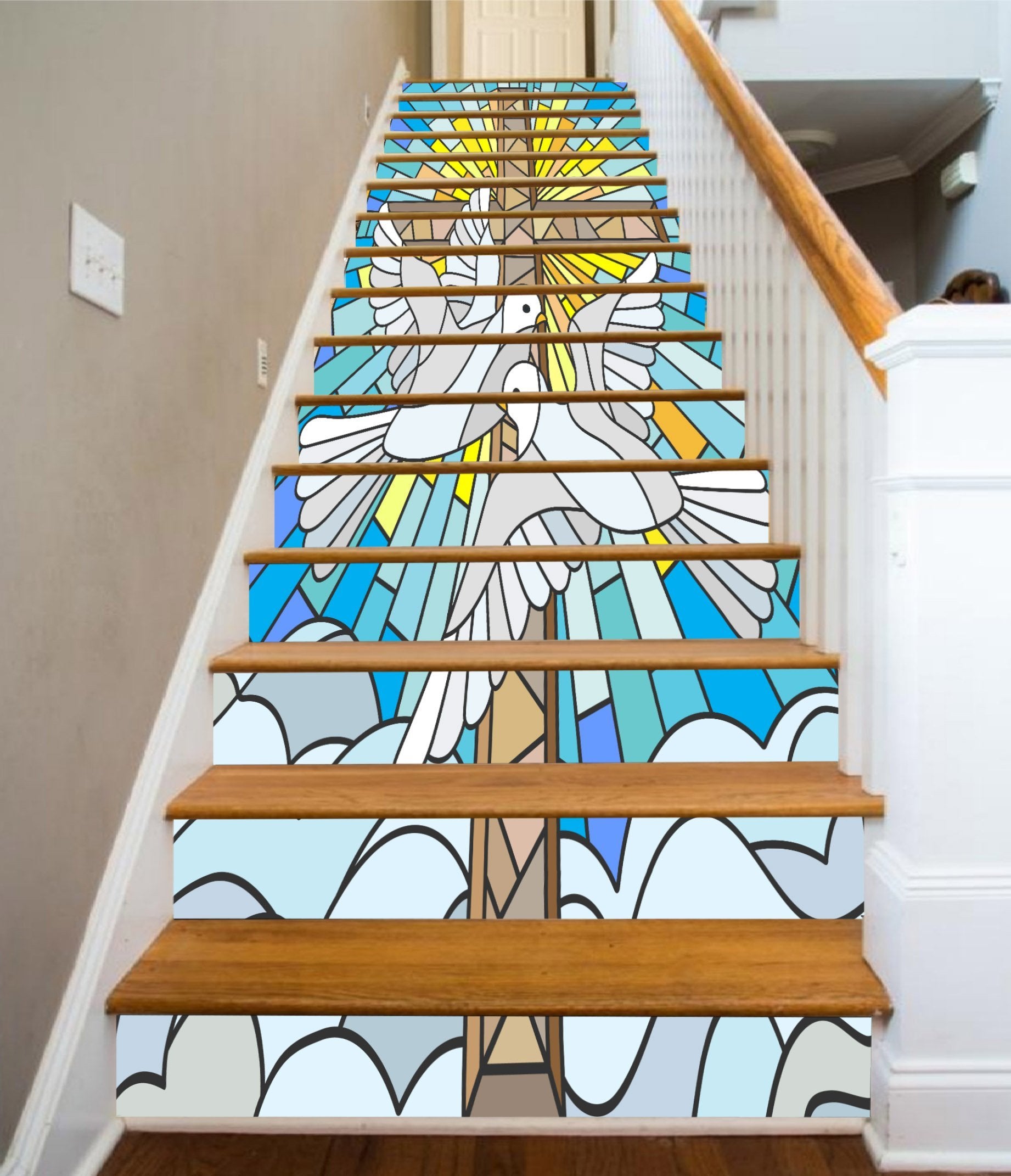 3D Peace Dove 970 Stair Risers Wallpaper AJ Wallpaper
