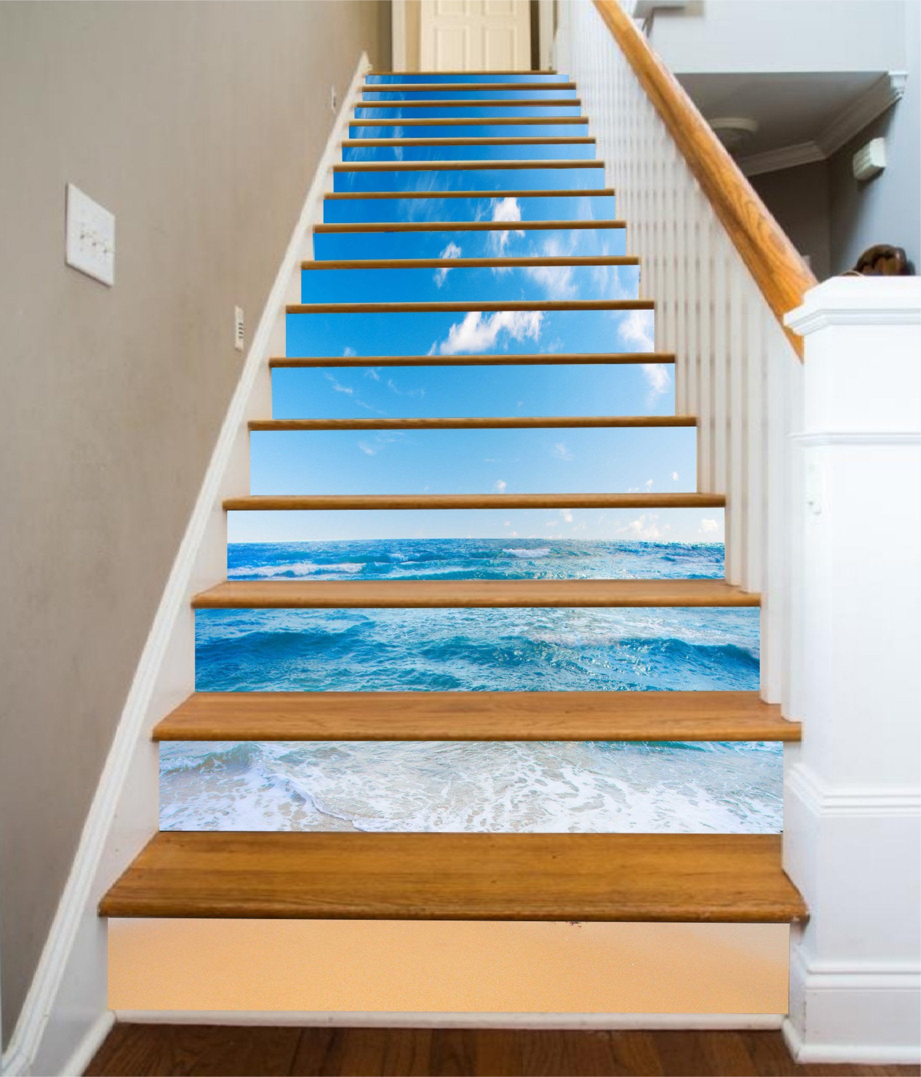 3D Blue Sea Sunny Sky 1299 Stair Risers Wallpaper AJ Wallpaper