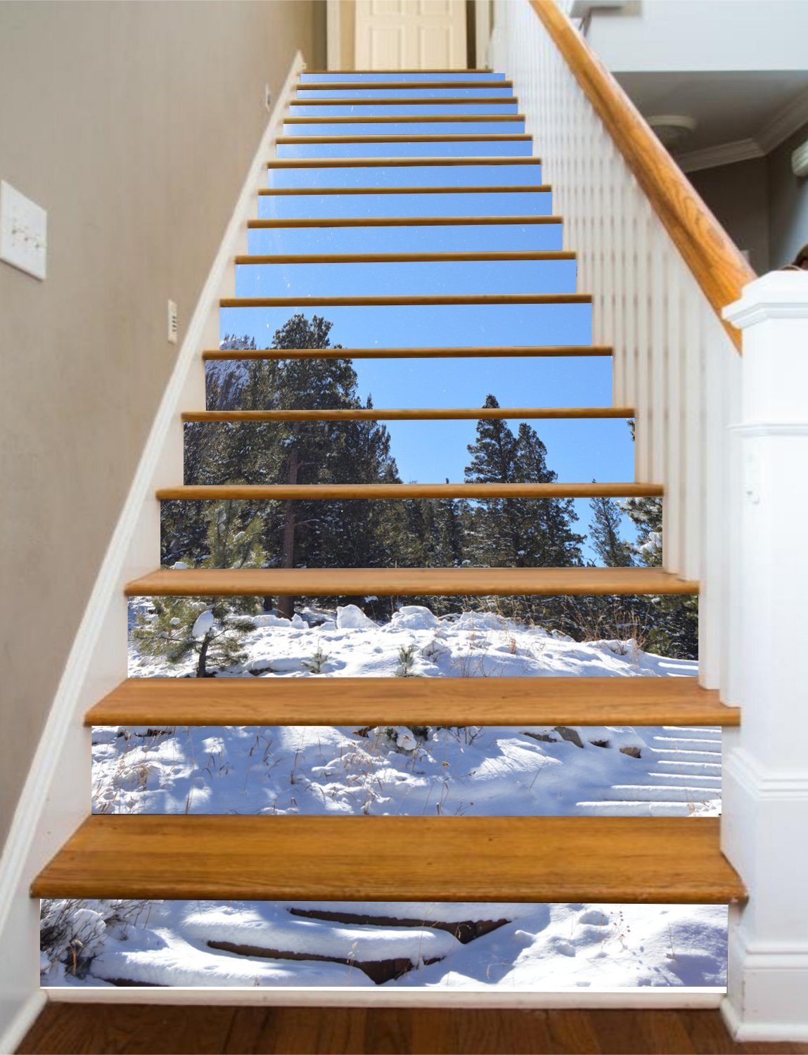 3D Accumulated Snow 695 Stair Risers Wallpaper AJ Wallpaper