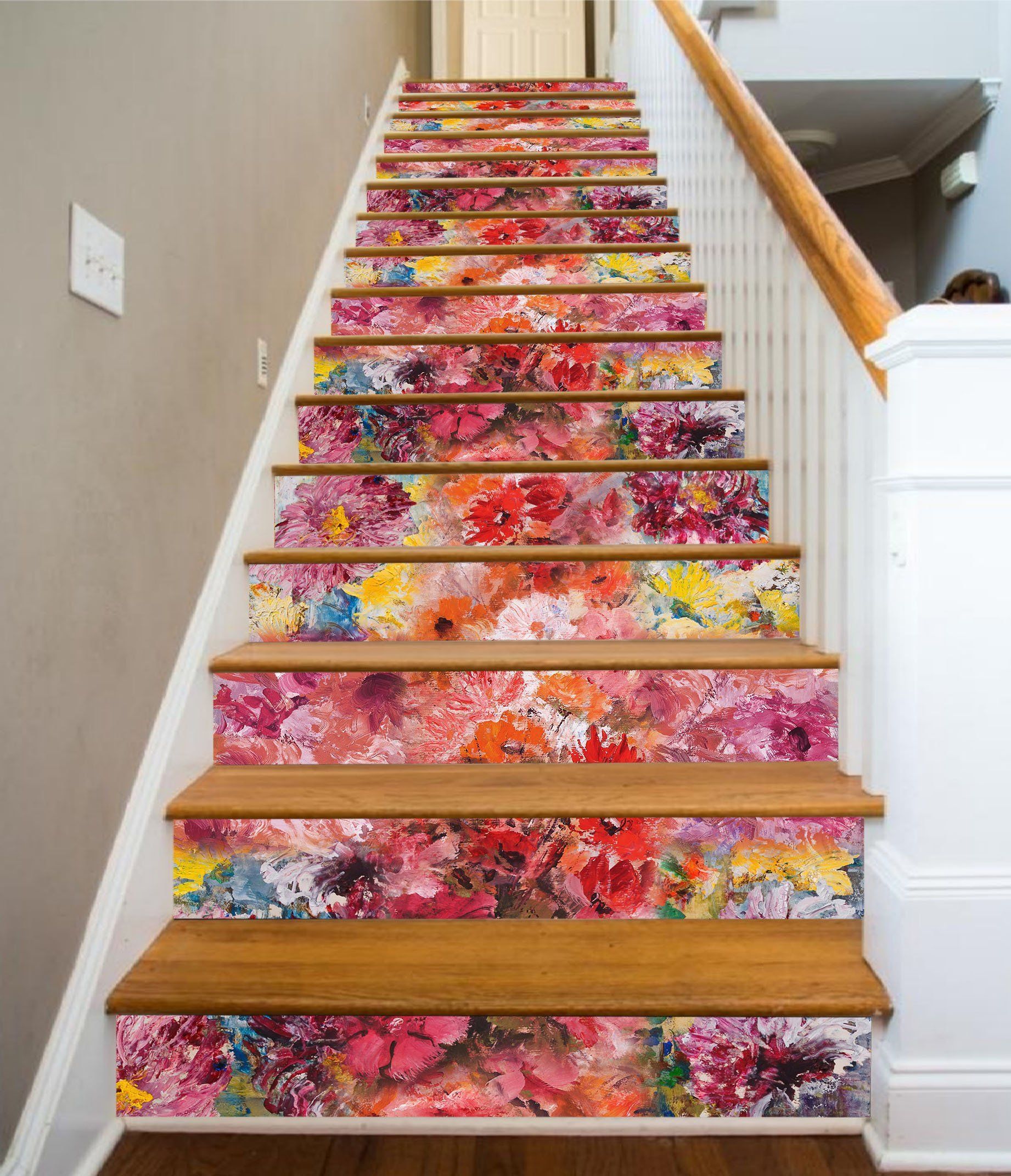 3D Flowers 721 Stair Risers Wallpaper AJ Wallpaper
