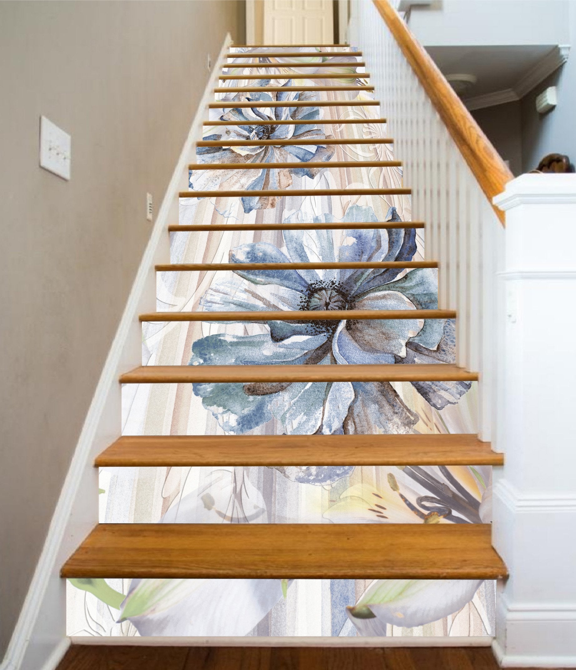 3D Lilies 3964 Stair Risers Wallpaper AJ Wallpaper