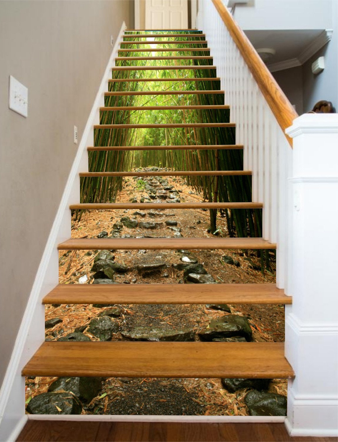3D Bamboo Forest Stones Stairs 34 Stair Risers Wallpaper AJ Wallpaper