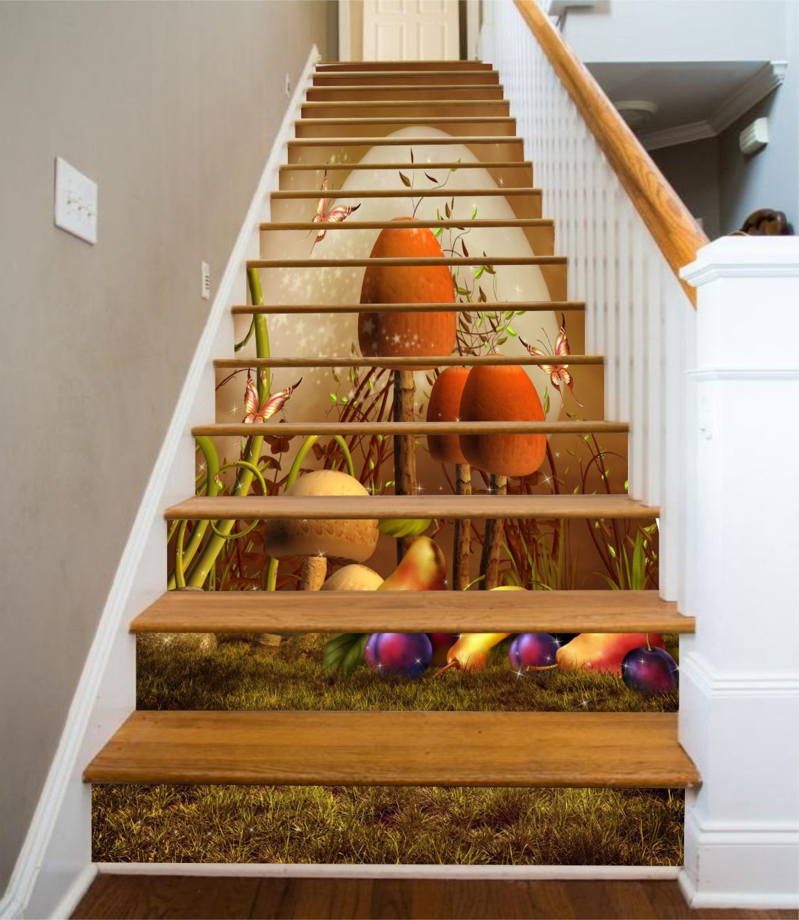 3D Mushroom 762 Stair Risers Wallpaper AJ Wallpaper